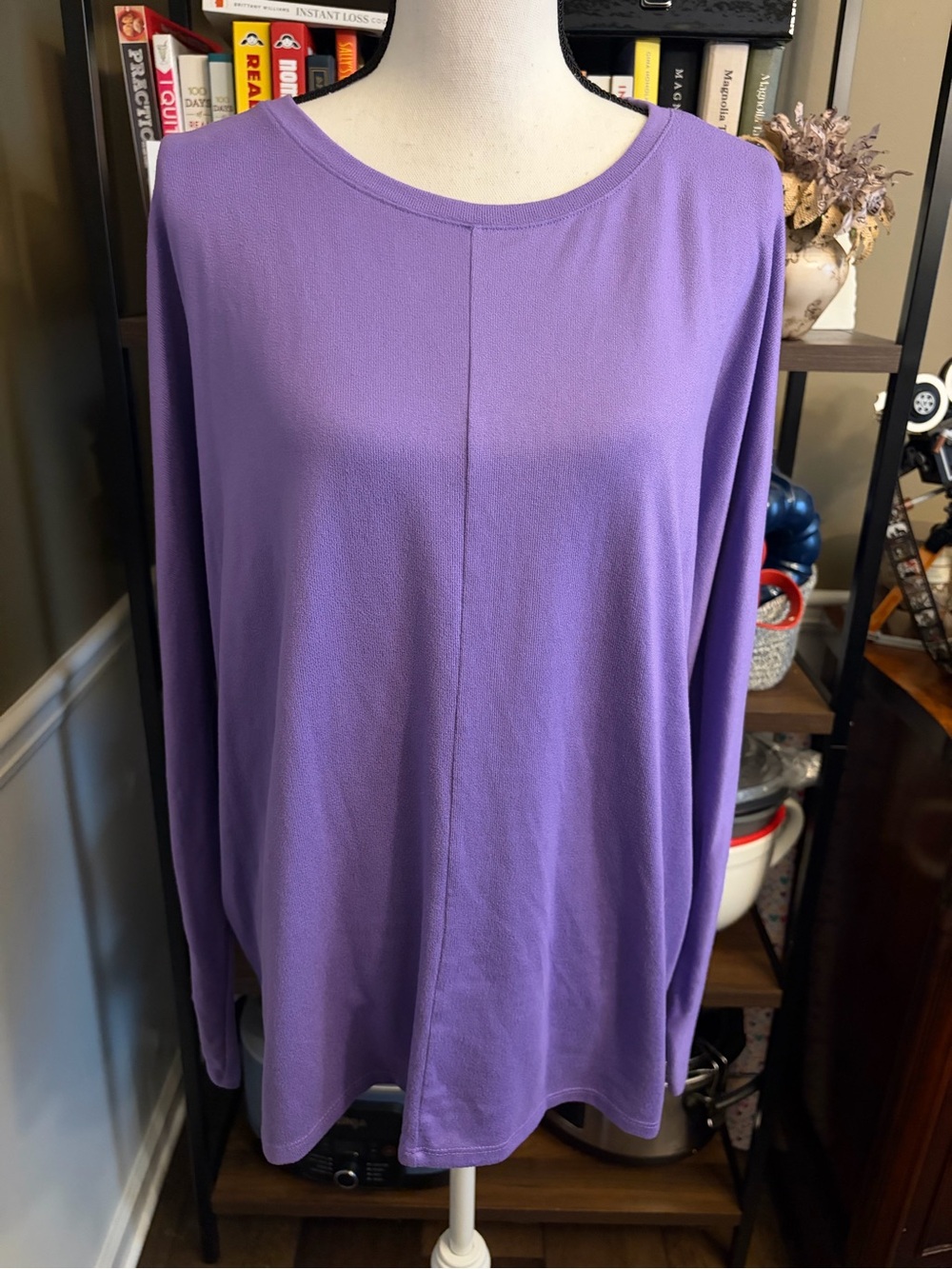 Time and Tru Long Sleeve Crewneck Top - Lavender Purple